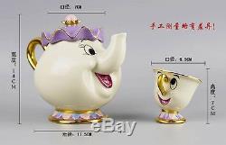Cartoon Beauty And The Beast Teapot Mug Mrs. Potts Chip Tea Pot and Cup Set new