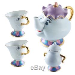 Cartoon Beauty And The Beast Teapots Mug Mrs. Potts Chip Tea Pot and Cup Set New