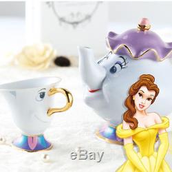 Cartoon Beauty And The Beast Teapots Mug Mrs. Potts Chip Tea Pot and Cup Set New