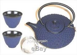 Cast Iron Tetsubin Tea Set Teapot Hobnail Blue TS3-06B