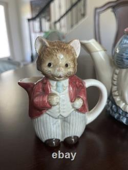 Cat Otagiri Mrs. Whiskers Set With Teapot, Creamer Jug, Sugar Pot, Napkin Holder