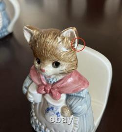 Cat Otagiri Mrs. Whiskers Set With Teapot, Creamer Jug, Sugar Pot, Napkin Holder
