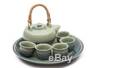 Celadon Ceramic Tea Set for Five