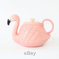 Ceramic Pink Flamingo Cookie Appetizer Dinner Plate Tray Teapot Tea Mug Cup Set