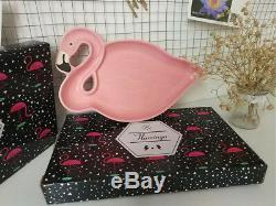 Ceramic Pink Flamingo Cookie Appetizer Dinner Plate Tray Teapot Tea Mug Cup Set