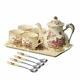 Ceramic Tea Set, Vintage Tea Set With Teapot, Pretty Tea Set Service For 4