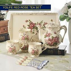 Ceramic Tea Set, Vintage Tea Set With Teapot, Pretty Tea set Service for 4