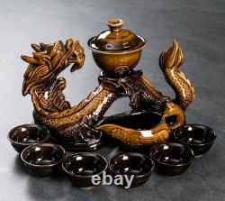 Ceramic Teapot with Infuser Semi Automatic Tea Set Magic Teapot with 8 cups