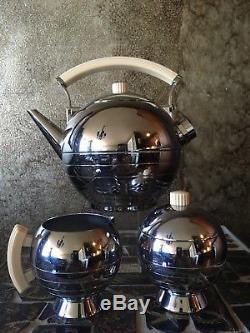 Chase Art Deco Comet Electric Teapot Set Designed By Walter Von Nesson