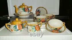 Child Japanese Teapot Tea Set Lusterware 10-pc Floral Hand-painted Free Returns