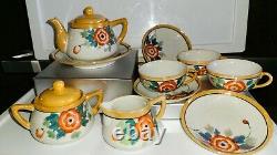 Child Japanese Teapot Tea Set Lusterware 10-pc Floral Hand-painted Free Returns