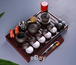 China Kung Fu Tea Set Drinkware Purple Clay ceramic Tea pot Cup Infuser Tea Tray