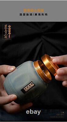 China dark blue Porcelain Pottery Carved Flower Teapot Tea Pot Set & Gift Box