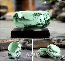 China kungfu tea set handpainted underglaze tea pot fish carved cups Teapot