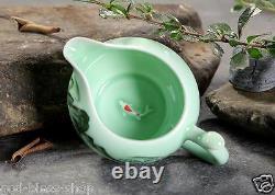 China kungfu tea set handpainted underglaze tea pot fish carved cups Teapot