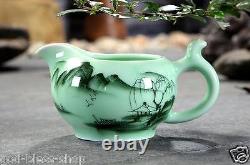 China kungfu tea set handpainted underglaze tea pot fish carved cups Teapot