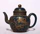 Chinese Antique Blue Glaze Zisha Pottery Dragons Teapot Marked Kangxi Pt093