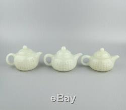 Chinese Antique Collection Carved Hetian Jade Nephrite 8 Teapots A Set