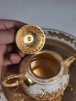Chinese Antique Shell Porcelain Gold Plated Tea Pot, Cup, and Plate Set