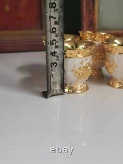 Chinese Antique Shell Porcelain Gold Plated Tea Pot, Cup, and Plate Set