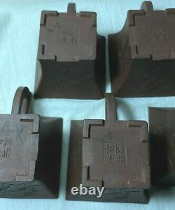 Chinese Antique Yixing Zisha Clay Pottery Teapot Tea Cup Set Calligraphy