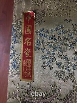 Chinese Blue & White Porcelain Tea Pot Cups set 6PC In Silk Box