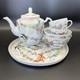 Chinese Butterfly Tea Set Hand Painted Teapot/2 Teacups/2 Bowls/plate