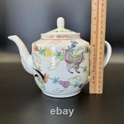 Chinese Butterfly Tea Set Hand painted Teapot/2 Teacups/2 Bowls/Plate