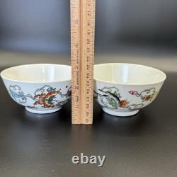 Chinese Butterfly Tea Set Hand painted Teapot/2 Teacups/2 Bowls/Plate