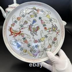 Chinese Butterfly Tea Set Hand painted Teapot/2 Teacups/2 Bowls/Plate