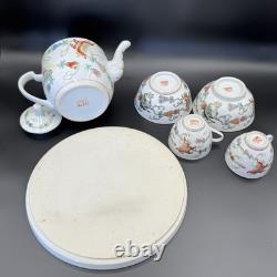 Chinese Butterfly Tea Set Hand painted Teapot/2 Teacups/2 Bowls/Plate