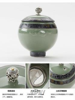 Chinese Ceramic Tea Set Handmade Gongfu Porcelain Teapot Tea Cups 12pcs