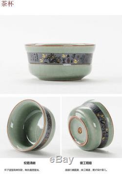 Chinese Ceramic Tea Set Handmade Gongfu Porcelain Teapot Tea Cups 12pcs