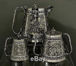 Chinese Export Silver Tea Set TEMPLE BELL