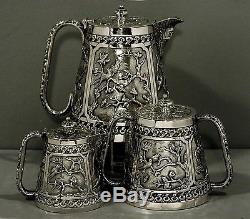 Chinese Export Silver Tea Set TEMPLE BELL
