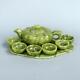 Chinese Green Jade Handwork Carved Teapot Cups Amp Pumpkin Shape Tea Pot Set