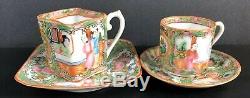 Chinese Rose Medallion Teapot and Eggshell Teacup Set 19th C