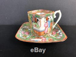 Chinese Rose Medallion Teapot and Eggshell Teacup Set 19th C