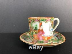 Chinese Rose Medallion Teapot and Eggshell Teacup Set 19th C