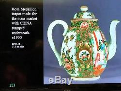 Chinese Rose Medallion Teapot and Eggshell Teacup Set 19th C