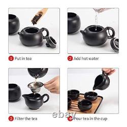 Chinese Tea Pot Cup Set with Tray Infuser Travel Ceramic Tea set Porcelain