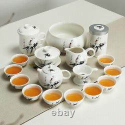 Chinese Tea Set Ceramic Hand Painted Floral Tea Pot Office Cup Infuser Pitcher