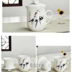 Chinese Tea Set Ceramic Hand Painted Floral Tea Pot Office Cup Infuser Pitcher