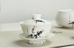 Chinese Tea Set Ceramic Hand Painted Floral Tea Pot Office Cup Infuser Pitcher