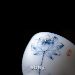 Chinese Tea Set Fat Mutton Jade Porcelain Tea Pot Cup Handpainted Tea Tray New