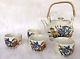 Chinese Tea Set Floral & Gold Design With Bamboo Handle 5 Piece