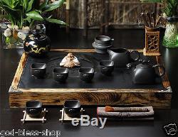 Chinese luxury Original ore zisha tea set solid wood tea table wenge chadao pot