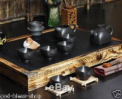Chinese luxury Original ore zisha tea set solid wood tea table wenge chadao pot