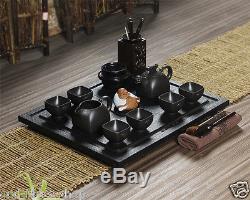 Chinese luxury tea set black stone tea table yixing real zisha tea set pot cups