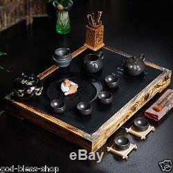 Chinese luxury tea set original ore yixing zisha tea pot cup solid wood tea tray